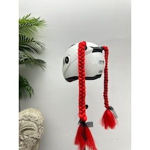 Motor & Motosiklet Kırmızı Simli Çift Örgü Saç Kask Dış Aksesuarı Diğer
