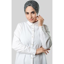 Gri Pratik Hazır Geçmeli Tesettür Bone Jakar Kendinden Desenli 1209 15 Gri