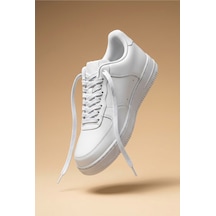 Last İcon Beyaz Renk Yassı Örgü Ayakkabı Bağcığı Spor Sneaker Uyumlu Beyaz