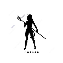 Elinde Yabası Ile Bekleyen Kuruklu Şeytan Melek Sticker 18Cm