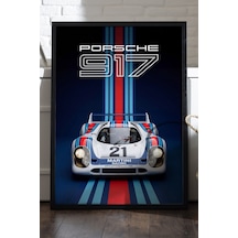 Porsche 917 Siyah Ahşap Çerçeveli Poster, Dekoratif Araba Duvar Tablosu