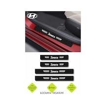 Hyundai Sonata Kapı Koruyucu Karbon Kapı Eşiği Siyah Üzeri Beyaz Yazılı Dekoratif Set Hyundai Sonata
