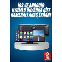 Hubrendy Tekno 4k Ultra Araç İçi Ön Ve Arka Kameralı Ekran Hd 2 Kameralı Torpido Üstü Araç Multimedy