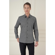 Efor Slim Fit Baskılı %100 Pamuk Spor Siyah Gömlek G 1587 Siyah Efor Slim Fit Baskılı %100 Pamuk Spor Siyah Gömlek G 1587 Siyah