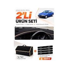 Toyota Carina E T190 Aırbaglı 1992-1997 Uyumlu Torpido Örtüsü + Tay Tüyü Çanta Seti - Siyah Bej