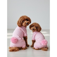 Tassel & Rainbow Soft Pink Pamuklu Köpek Tulumu Pastel Pembe Pijama