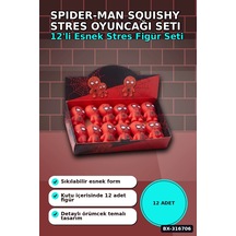 Spider-man Squishy Gerginlik Oyuncağı 12 Adet Stand Kutu Figür Seti Bx-316706