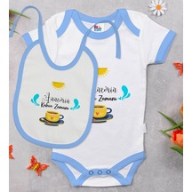 Bk Kids Annemin Kahve Zamanı Tasarımlı Mavi Bebek Body Zıbın Ve M Çok Renkli