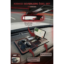 Kırmızı Severlere Özel Set - Dikiz Aynası Koruyucu Ve Numaratörlü Organizer 1 Set