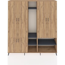 Hyperion Dolap 15 Raflı 5 Kapaklı Tek Askılı 220x44x243 Çam-çam/antrasit Atlas Çam/antrasıt