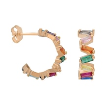 Renkli Baget Shift Küpe 718870 Rose