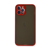 Apple Uyumlu   iPhone 12 Pro Max Kılıf Montreal Silikon Kapak - Kırmızı Düz Renkli