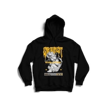 Gangsta Baskılı Kapşonlu Sweatshirt Fame Stoned Gang Collection New Season Hoodie Siyah