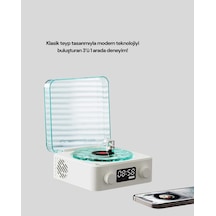 Bluetooth Hoparlör 3-ü-1 Saatli Gece Lambası Ve Vintage Tasarım -