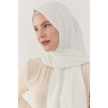 Mirsoy Scarf Dalga Desen İpeksi Jakar Şal - Beyaz Beyaz