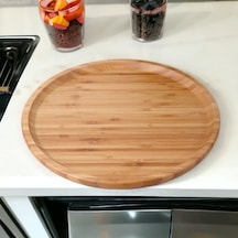 Bambu Lüx Yuvarlak Servis 30 30cm, Sunumluk & Çerezlik Sunum Tabağı Açık Gri