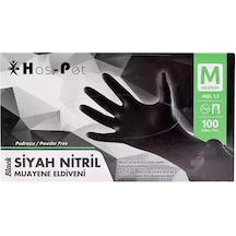 Pudrasız Siyah Nitril Eldiven Medium Haspet 100lü