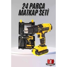 Hubrendy Tekno Profesyonel Çift Bataryalı Akülü Vidalama Şarjlı Matkap 24 Parça 43236599