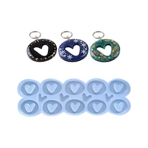Tahtakale Toptancı Epoksi Silikon Kalıp Çoklu Kalp Anahtarlık Kalıbı Oval Ortası Boş Kalp Kolye Kalıbı 4.5x3.4 Cm