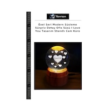 Özel Seri Modern Süsleme Sürpriz Detay Ofis Süsü I Love You Tasarım Standlı Cam Küre
