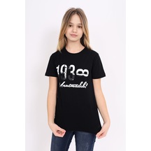 Toontoy Kids Toontoy Unisex 1938 Baskılı Bisiklet Yaka Kısa Kollu Tişört Siyah Toontoy Kids Toontoy Unisex 1938 Baskılı Bisiklet Yaka Kısa Kollu Tişört Siyah