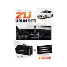 E-biz Toyota Verso 2009-2018 Uyumlu Torpido Örtüsü + Tay Tüyü Bagaj Çantası - Siyah-gri - To024