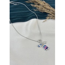 Gümüş Charmlı Seyahat Çocuk Kolye 40+5 Cm Çok renkli
