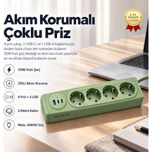 4 Prizli 35w Hızlı Şarjlı Akım Korumalı Çoklu Priz 2 Usb-c, 1 Usb-a-1763