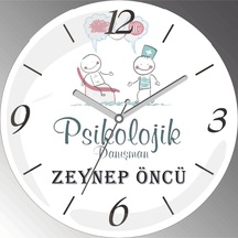 Kişiye Özel Psikolojik Danışman Çap 30cm Sessiz Akar Bombeli Gerçek Cam Duvar Saati Siyah