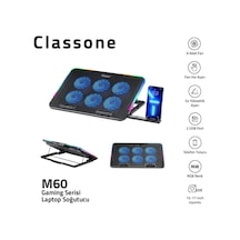 Classone Gaming M60 Laptop Soğutucu, 2500 Rpm,10 Rgb Işık Kontrolü, 15.6-17 İnch, Hız Kontrolü, 6 Büyük Fan,telefon Standı, 2 Usb