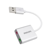 Philips Swr1656y/93 Usb Harici Stereo Ses Kartı Dönüştürücü Adaptör 3.5mm Mikrofon Hoparlör Çıkışlı