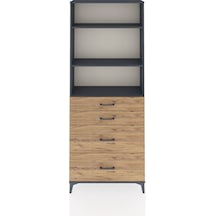 Arges Dolap 3 Raflı 4 Çekmeceli 88x30x221 Antrasit-çam Antrasit
