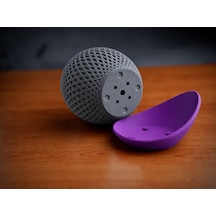 Bezos 3d Baskı Küre Saksı - Kafes Dokulu İki Parçalı Dekoratif Saksı - Gri-mor Mmbz Standart