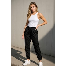 Kadın Standart Fit İnce Eşofman Altı Bel Paça Lastikli Basic Düz Uzun Boy Pantolon Çok Renkli