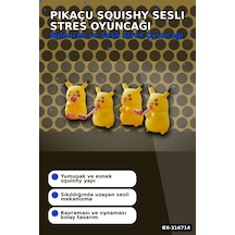 Pikaçu Squishy Sesli Stres Oyuncağı Düdük Mekanizmalı Esnek Figür 12 Adet Bx-316714