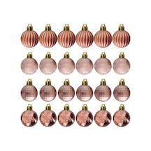Yılbaşı Lüks Ağaç Süsleri Asorti 4 Model 4 Cm 24 Lü Bronz Renkli
