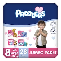 Paddlers Bebek Bezi 8 Numara XXX-Large 28 Adet (25+Kg) Jumbo Paket Paddlers Bebek Bezi 8 Numara XXX-Large 28 Adet (25+Kg) Jumbo Paket