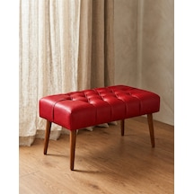 Kırmızı Deri Bank Bench Oturma Pufu Modern Salon Antre Puf Ayakkabılık Önü Koltuk 45x90