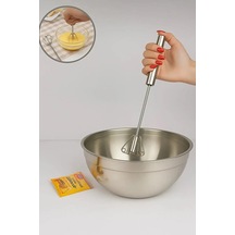 Pratik Paslanmaz Çelik Basmalı Otomatik Çırpıcı Metal Çırpıcı 1 Adet Uzunluk 30cm Renkli