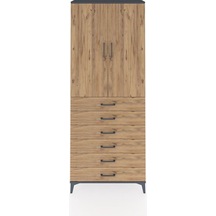 Arges Dolap 2 Raflı 6 Çekmeceli 2 Kapaklı 88x30x221 Antrasit-çam Antrasit