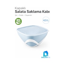 4,5 L Kapaklı Salata Saklama Kabı Bpa Free Taşıma Saplı Mavi Çok Renkli