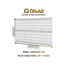 Antrastik Gri Bahçe Teli Panel Çit 50 Cm X 250 Cm 8-adet