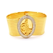 Ferizz 316l Çelik Zirkon Taşlı Spor Kelepçe Blz-286 Gold