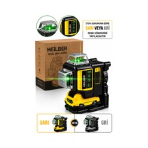 Heilber Ba0115373 12 Satır Şarjlı Yeşil Işık Lazer Hizalama Ve Seviye Ölçüm Cihazı 360 Döner Başlıklı, Üs