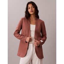 Calvin Klein Lınen Blazer, 41j, 4 Kadın Kiremit Blazer Kahverengi
