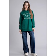 Defacto Regular Fıt Bisiklet Yaka Baskılı İçi Yumuşak Tüylü Sweatshirt Tunik F3088ax25wngn1041 Yeşil-gn1041