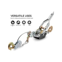 Neıko 02256a Come Along Halatlı Vinç, 5 Ton 4,5 Kg Çekme Kapasitesi, 3 Ayak, 3 Kanca, Çift Dişli Çarklı Sağlam Güç Kablosu, El Vinç Kablosu, Otomobil Kaldırma Çekici, Kurtarma Ekipmanı