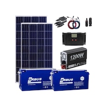 Mini Bağ Evi Solar Paketi 1200W İnverter 250W Güneş Paneli 2 x 100Ah Jel Akü