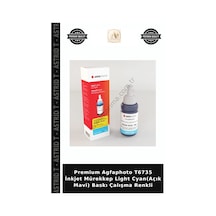 Premium Agfaphoto T6735 İnkjet Mürekkep Light Cyan Açık Mavi Baskı Çalışma Renkli