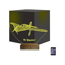 Luvivia Pırpır Uçak Pilot Kişiye Özel 3d Lamba - Masa Gece Lambası V1 Şeffaf